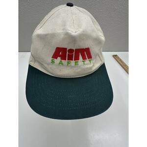 KC Snapback Hat Aim Safety Adjustable Tan and Green Brim Embordered